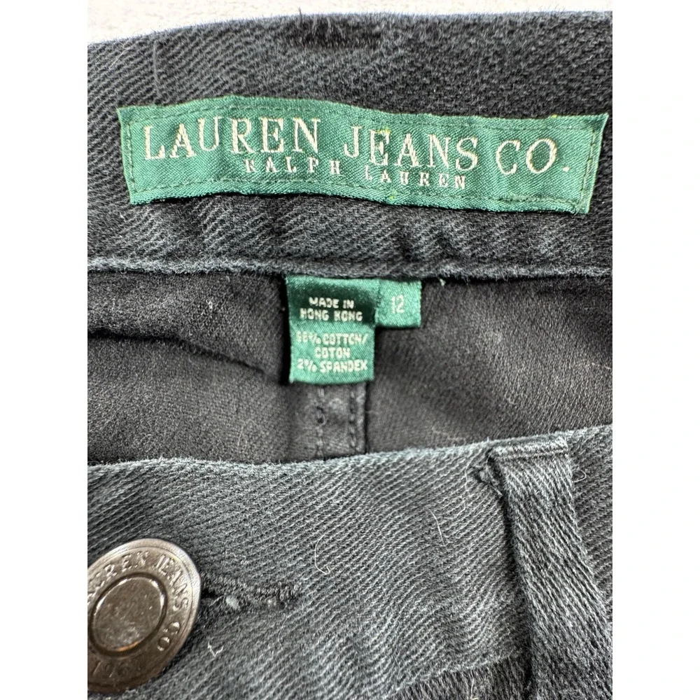 Lauren Ralph Lauren Jeans Women's 12 Black Denim Embroidered Zip-Fly‎ Hipster